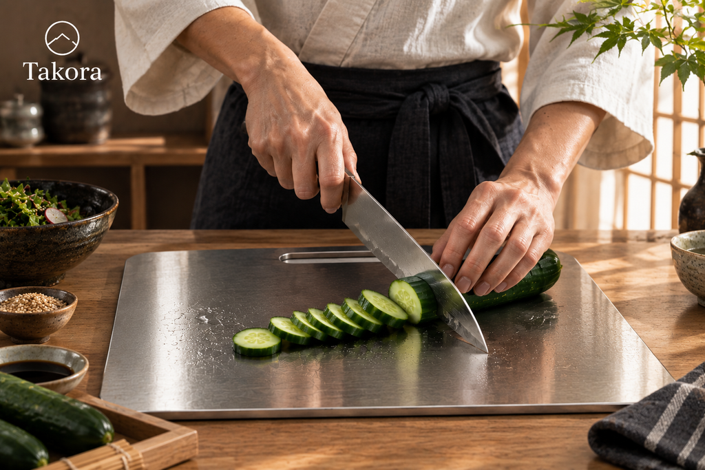 Takora titanium cutting board close-up